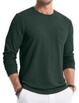 JMIERR Pull à Manches Longues pour Homme en Tricot Chemise Longue Hiver Hauts Hommes pour Hommes avec Poche Vert XL