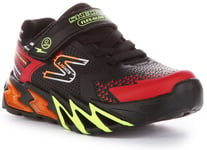 Skechers Flex Glow  Bolt Trainer Boy Shoes In Black Red UK 1.5 - 13.5