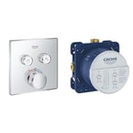 GROHE 29124000 | Grohtherm SmartControl Thermostat Concealed | Square | Chrome, 2 Valves & Grohe Rapido Smartbox - Shower Systems -,Blue,Universal Concealed Installation Unit - DN 15-35600000