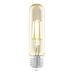 EGLO E27 LED tube, amber vintage filament light bulb, tubular Edison lamp for retro lighting, 4 watt (equivalent to 26 watt), 270 lumen, warm white glow, 2200 Kelvin, T32, Ø 1.26"