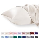 Vielit Taie Oreiller Satin 50x70 Lot de 2,Hell Beige Pillowcase pour Cheveux,Similaire Aux Taie d Oreiller en Soie,Taies d'oreillers 50x70 Housse de Coussin certifié Oeko-Tex