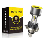 AMOLUO Dernier Ampoule HS1 H4 LED Moto de Phare,Yeux D'ange Interchangeables 5 Couleurs,25W DC9-36V Equipé de Quatre Ouvertures de Bleu, Rouge,Jaune et Vert,Gris 1 Lampe