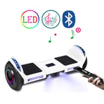 QINGMM Hoverboard,with Bluetooth Speaker And LED Lights Self-Balancing Car,8" All Terrain Intelligent Electric Scooter,for Kids And Adults,white