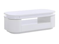 Vente-unique - Table Basse 4 Portes et 1 tiroir avec LEDs en MDF - Blanc laqué - VANDANA