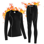 Acfoda Ensemble de sous-vêtements Thermiques Femme Hiver Léger Fonctionnels Running Pantalon de Ski Respirant Base Layer Chaud Manches Longues Noir 40