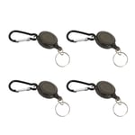 Tlily - Lot 4 Porte Badge Enrouleur Cle Retractable Mousqueton Clip Ceinture Carte id Card Holder-Noir