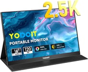 Écran Portable 2.5K 16,1"" 2560 × 1600 Qhd 120 Hz Moniteur Portable Ips 100% Srgb Display Hdmi Usb Type C Ecran Avec Haut-Parleurs Intégrés Pour Pc/Ordinateur Portable/Macbook/Xbox/Ps4 5/Tv