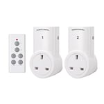 HBN Remote Control Plug Socket, 13A/3120W Wireless Light Switch 30M/100ft Operating Range for Household Appliances, 2 Pack Sockets and 1 Remote