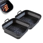 Tower T843092 Square Air Fryer Trays, Set of 2 Reusable Silicone Liners, Suitable for Most Dual Basket Air Fryers 6 litres and Above Including Tower Vortx and Ninja Foodi, Non-Stick, Dishwasher Safe