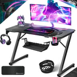 KESSER® Table de jeu ultime Z-Frame Bureau de jeu avec porte-boisson Crochet pour écouteurs Table d'ordinateur PC Table ergonomique pour gamer 120 x