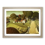 The Birthplace Of Herbert Hoover By Grant Wood Classic Painting Framed Wall Art Print, Ready to Hang Picture for Living Room Bedroom Home Office Décor, Oak A3 (46 x 34 cm)
