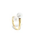 Blue Pearls Womens White Freshwater Pearl, Diamonds Ring and Yellow Gold 375/1000 - Multicolour - Size O