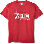 Nintendo Men's Zelda Breath of The Wild Link Basic Logo T-Shirt, Red Heather, XXL