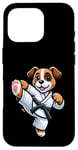 Coque pour iPhone 16 Pro Dessin animé Boxer Chien Arts Martiaux Kick