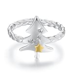 Qings Bague Sapin de Noël pour Femme en Argent 925 Bague de Noël Ouverte Réglable Torsadé Xmas Christmas Tree Cadeaux Accessoire de Noël