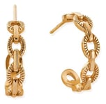 ChloBo GEH3471 Figaro Chain Huggie Hoops 18ct Gold Plated Jewellery