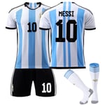 World Cup Argentina tröja nummer 10 Messi NO.10 MESSI Med strumpa - Perfet 18(100-110cm)