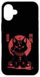 Coque pour iPhone 16 Plus Chat Maneki-Neko en colère porte-bonheur avec art japonais Kanji