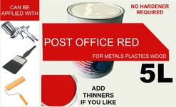 POST OFFICE RED GLOSS PAINT 5L For Metal Wood Brick Floor Masonry Fence Gate