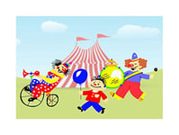 Wee Blue Coo Kids Circus Clown Tent Big Top Funny Bike Wall Art Print