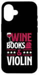 Coque pour iPhone 16 Livres sur le vin et le violon rouge