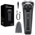 DOAO Electric Razor for Men, 2024 Upgraded Mens Electric Shavers for Men 2 in 1 Waterproof Cordless Rotary Beard Rechargeable Shaver for Face, Wet & Dry Use (A3-Black)