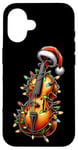 Coque pour iPhone 16 Chapeau de Noël instrument de musique violoncelle