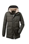 Killtec Men's Parka fonctionnelle décontractée en duvet avec capuche amovible et col en polaire Sherpa amovible GW 46 MN QLTD PRK, vert anthracite, L, 37575-000