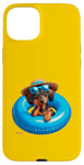 Coque pour iPhone 15 Plus P.D.Moreno Flotteur gonflable pour piscine Motif teckel