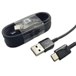 120cm - Cable Cordon Noir Prise USB-A vers USB-C Charge Rapide Original Samsung compatible Chargeur USB 15W Pour Tablette Galaxy Tab A9 / Tab A9+ Plus