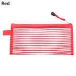 1pc Zipper Pencil Case Mesh Pen Bag Cosmetic Storage Red