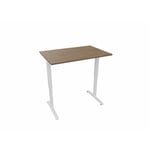 Bureau individuel réglable en hauteur électrique Talia Blanc 68 cm NIVO : bureau D140x80/cpl noyer/cpi blanc