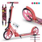 AREBOS trottinette de ville scooter réglable en hauteur pliable Rouge