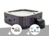 Kit spa gonflable Intex PureSpa Ardoise carré Bulles 6 places + Kit d'entretien + Kit de traitement brome