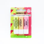 Derma V10 Trio Lip Balms - 3 Pack (Watermelon, Peach, Berry)