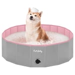 furrybaby Dog Pool, Durable Dog Paddling Pool with Quick Drainage Hole, Foldable and Non Inflatable, Thickened Kids Paddling Pool Small for Garden Baby Pet Puppy Cat Bath (Pink 100cm)