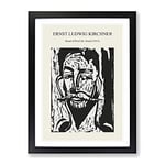 Head Of Prof. Dr. Graef By Ernst Ludwig Kirchner Exhibition Museum Painting Framed Wall Art Print, Ready to Hang Picture for Living Room Bedroom Home Office Décor, Black A2 (64 x 46 cm)