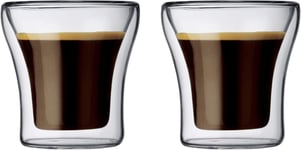 Bodum ASSAM Coffee Glass Set Double-Walled, Dishwasher Safe, 0.1 L/4 oz - Pack