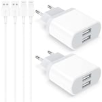 Chargeur for iPhone, 4-Pack Prise USB et Cable 2M for iPhone XR X XS 8 7 6 6S Plus 11 12 13 14 Pro Max Mini SE 5S 5 5C, Pad, Charger 10.5W USB Secteur Nisiyama