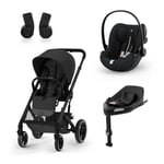 cybex GOLD Barnvagn Balios S Lux Black Moon Black inklusive Cloud G bilbarnstol i-Size Plus Moon Black Base station Base G och Adapter