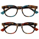 OPULIZE Ava Reading Glasses 2 Pack Flattering Rounded Frame Spring Hinges Scratch Resistant Brown Tortoiseshelll Turquoise Red Mens Womens RR62-QZ +3.50