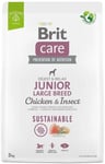 Brit Care Sustainable Junior Large Breed Chicken&Insect -kuivaruoka koirille, 3 kg