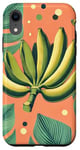 Coque pour iPhone XR Feuilles de bananier tropicales sur fond corail