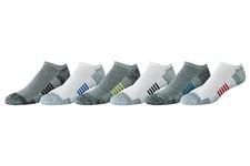 Amazon Essentials Men's Performance Cotton Cushioned Breathable Athletic No-Show Sports Socks, 6 Pairs, Grey/White, 11-13