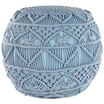 Pouf rond de 40 cm de Diamètre en Tissu Coton Bleu avec Rembourrage en Billes d