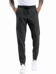 THE GYM PEOPLE Mens' Fleece Joggers Pants with Deep Pockets in Loose-fit Style Dark Grey