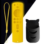 Yellow Remote Cover for Fire TV Stick, for Fire TV Stick (2nd Gen), for Fire TV (3rd Gen) Remote Cover, Protective Silicone Lightweight [Anti Slip] ShockProof Remote Case + Black Remote Holder