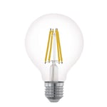 Eglo Ampoule LED globe E27, lampe classique dimmable, éclairage rétro, 7,5 watts (correspond à 60 watts), 806 lumens, blanc chaud, 2700 Kelvin, ampoule Edison G80, Ø 8 cm