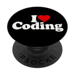 I LOVE HEART CODING COMPUTER PROGRAMMING PopSockets Adhesive PopGrip