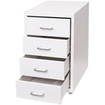 Mendler - Caisson à roulettes Boston T851, armoire à tiroirs, en acier, 48x28x41cm, 4 tiroirs - blanc